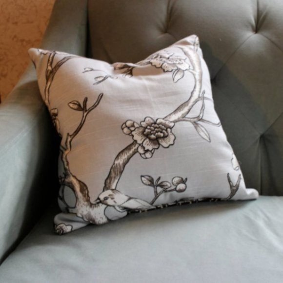 OOAK Bird and Branches Gray and Black Throw Pillow - Picture 4 of 4